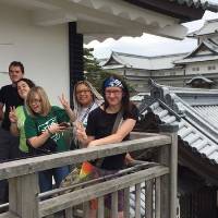 Students posing in front of Kanazawa Castle